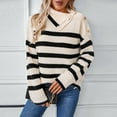 thumbnail image 6 of Nmnitkp Sweaters for Women Warm and Close to Skin Womens Oversized Striped Sweaters Color Block Long Sleeve Crew Neck Sweater Casual Loose Pullover Y2K Knit Top, 6 of 9