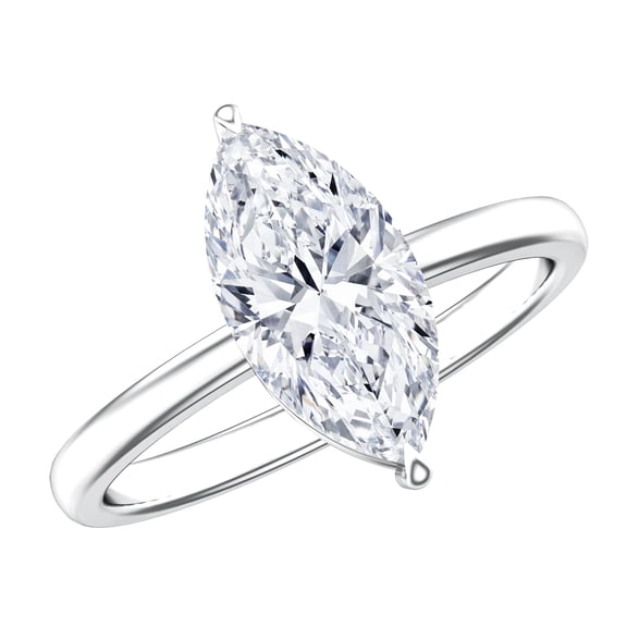 Rosec Jewels Lab Grown Diamond Marquise Engagement Ring 2 Carat (E-VS1 Grade) - IGI Certified Single Diamond Ring, 925 Sterling Silver, US 4.00