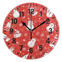 Yayeee 10" Wall Clock Battery Operated Quartz Round Silent Non-Ticking Home Decor,Red Snowman