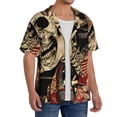 thumbnail image 4 of Cauagu Gothic Eastern Floral Skull Men's Short Sleeve Button Down Hawaiian Shirt for Men Bowling Shirts Casual Summer Beach Shirt,3X-Large, 4 of 6