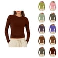 thumbnail image 1 of Hauts à Manches Longues pour Femmes 2026 Printemps à la Mode Y2k T-Shirt Court Col Rond Ajusté, 1 of 2