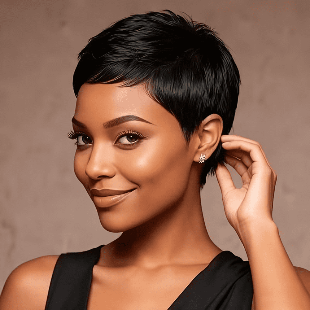 Short Hairstyle Wig for Women - Made from 150% Density Brazilian Human Hair, Featuring a Rose Net Cap Design, Easy to Put On, Ideal for Everyday Wear, Allows for Quick Hairstyle