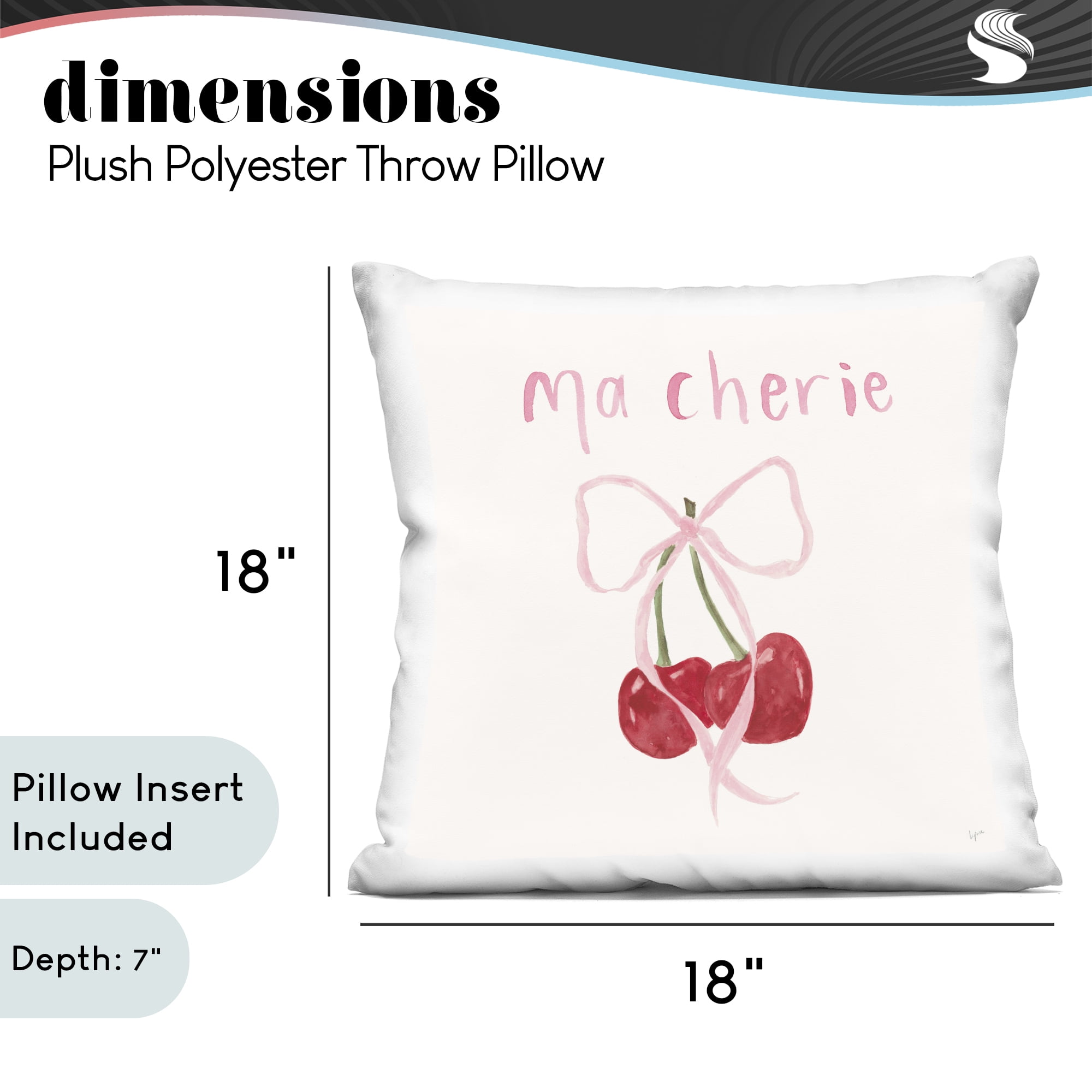 Stupell Industries Ma Cherie & Delicate Ribbon Decorative Printed Throw Pillow, design by Lucille Price