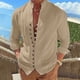 thumbnail image 4 of Camisa de lino para hombre, camisa de lino de algodón de manga larga con cuello alto y tapeta de botones, camisa ligera de verano para hombre, camisa casual, camisa henley, 4 of 4