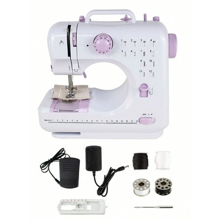 Portable Household Sewing Machine, With 12 Built-In Stitches & Foot Pedal For Sewing Beginners & Amateurs