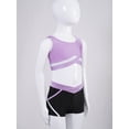 thumbnail image 7 of renvena Kids Girls Athletic Yoga Training Vest Top Short Sleeves Cropped Hooded with Shorts Gym Sports Set Light Purple 14, 7 of 7