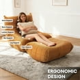 thumbnail image 3 of Evita Teddy Fabric Orange Bean Bag Chair with Ottoman, Memory Foam Lounge Chair for Adults, Ergonomic Floor Seating Sofa for Living Room or Bedroom, 3 of 8
