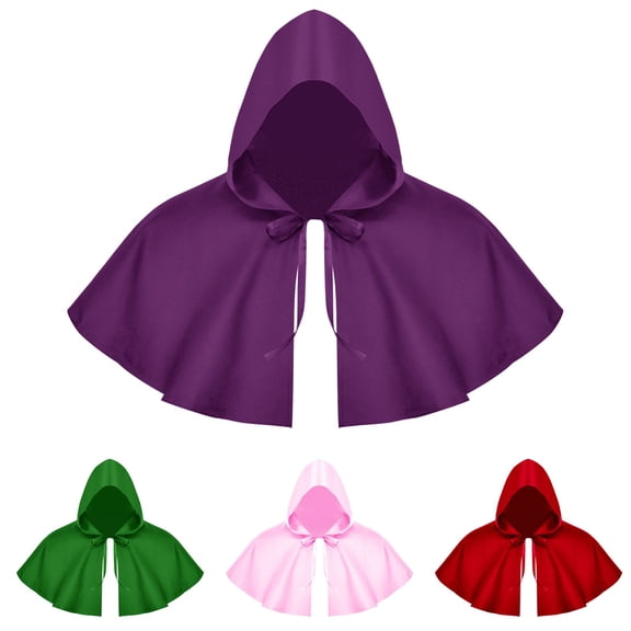 WHEANG Cape Fashion Hooded Cape Adult Halloween Medieval Cloak Solid Color Witch Wizard Cape for Party Fancy Dress Events One Size Multicolor