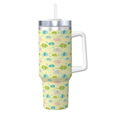 

Uemuo Armadillo Floral Print 40oz Ice Bully With Handle And Straw Stainless Steel Vacuum Insulated Cup And 2 In 1 Straw Lid Insulated Travel Tumbler