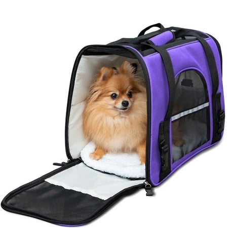 Pet Dog Cat Carrier Bag Soft Sided Comfort Travel Tote Case Small Size Purple Color