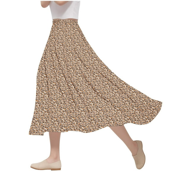 Skirts for Women,Womens Skirts for Summer,Womens Casual Flowers Printed A-Line Elastic Waist Skirt,Skirt for Women,Womens Skirts Summer