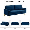 thumbnail image 4 of Velvet Loveseat Sofa, 66.9'' Mid Century Modern Small Love Seat with 2 Pillows & Golden Legs Comfy Couch for Living Room, Upholstered 2-Seater Sofa for Small Apartment (Navy), 4 of 6