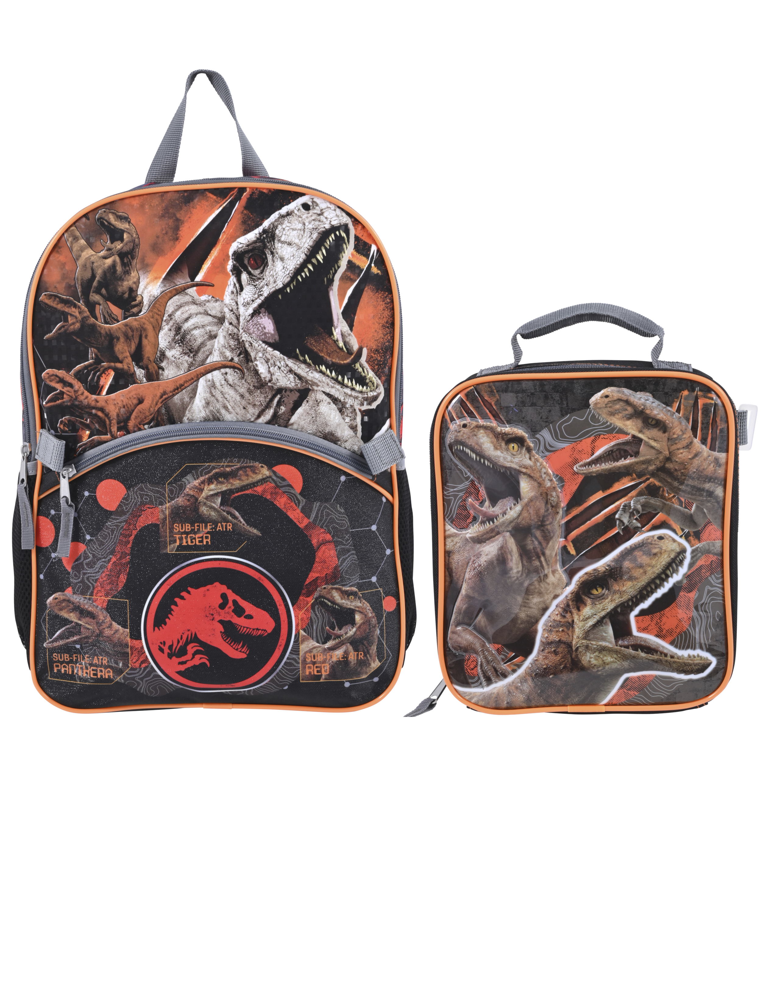 Universal Jurassic World Boys 17" Laptop Backpack 2-Piece Set with Lunch Bag, Black Orange - image 5 of 9