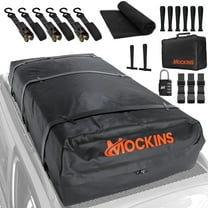 Mockins 40 Cu Ft. Black Waterproof Roof Cargo Bag  (72"x 48"x 20") with Rubber Roof Pad, Straps, Hooks, Lock & Carry Bag