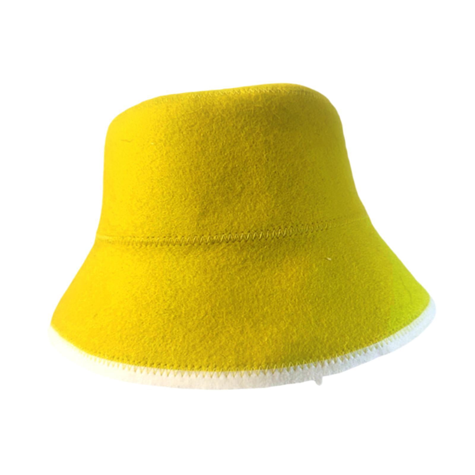 oshhni Felt Cloth Sauna Hat Bath Accessories Sauna Cap for Bath House Men Women SPA Yellow