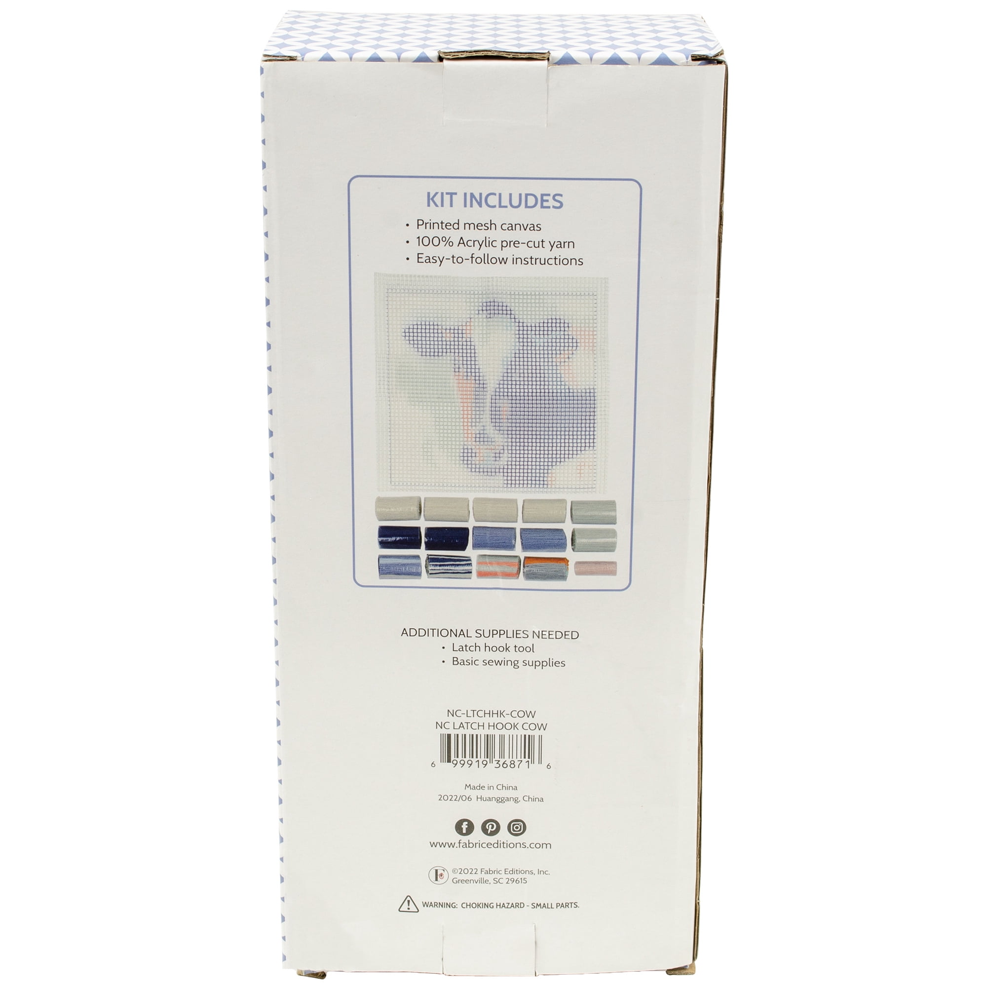 Needle Creations Latch Hook Kit 12"x12" Cow, 1 Piece