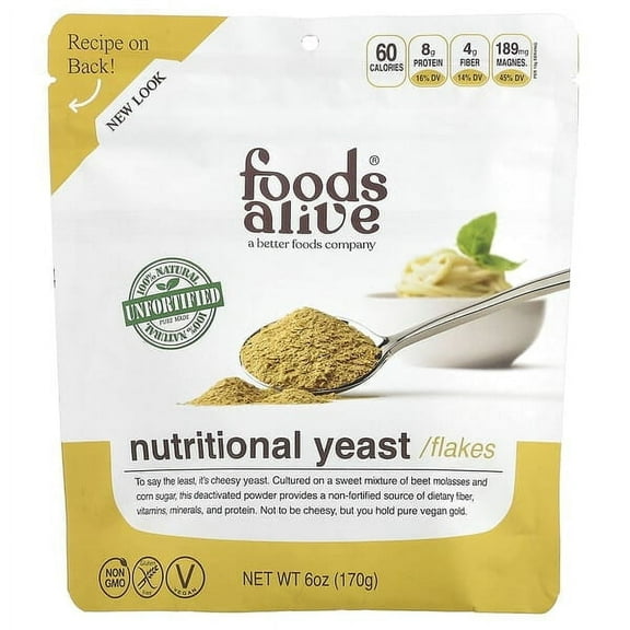 Foods Alive, Nutritional Yeast Flakes, Unfortified, 6 oz Pack of 3
