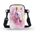 thumbnail image 2 of HELLHERO Horse and Cherry Blossom Pattern Farmhouse Gift Adjustable Strap Sling Bag with Zipper Closed for Outdoor Travel, 2 of 7