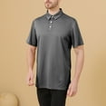 thumbnail image 2 of Yiaimeir Men's Three Button Printed Lapel Short Sleeve T-Shirt Top Streetwear,Size M-3XL, 2 of 5