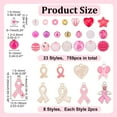 thumbnail image 2 of About 750Pcs Breast Cancer Awareness Beads Charms Pink Ribbon Charms Heart Dangle Pendant Letter Star Beads Loose Spacer Craft Beads for Bracelets Earring Necklace Jewelry Making Pink, 2 of 7