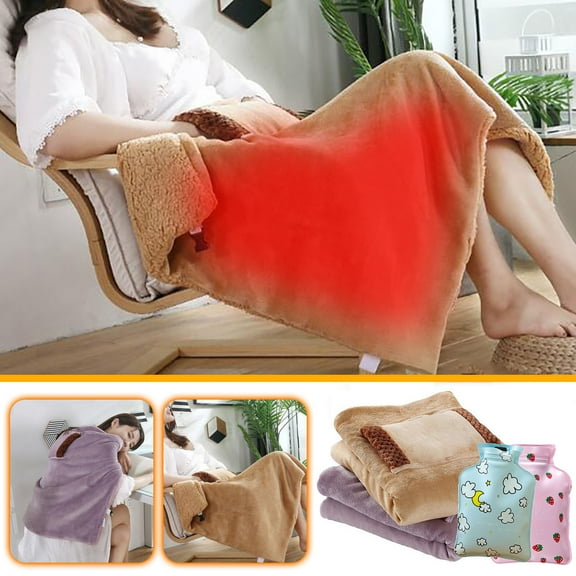 CVLNCYCLING Clearance Heated Blankets Queen Clearance,Winter Soft Flannel Electric Blanket ,Hot Water Bottle Plus Soft Usb Blanket Set Can Be Machine Washable For Home Travel Office