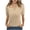 Khaki, variant on Women Button Down Collared Short Sleeve Polka Dot Top Casual Basic Fashion Comfy Slim Tops Blouse, Green XXL