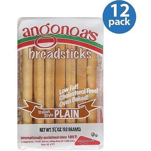 Angonoa's ItalianStyle Plain Breadsticks, 3.25 oz, (Pack of 12