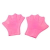 Unique Bargains Unique Bargains Men Women 2 Pcs Soft Silicone Swimming Diving Webbed Hand Gloves Fuchsia