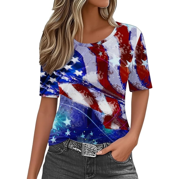 Dyfzdhu 250th Anniversary Usa Shirt T Shirts For Women Fashion Graphic Tees 4Th Of July V Neck American Flag Button Short Sleeve Independence Summer T Shirt
