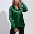 thumbnail image 4 of RYDCOT Womens Button Down Satin Shirt Long Sleeve V-Neck Solid Color Dress Shirts Work Business Casual Ladies Tops and Blouses Sale, 4 of 7
