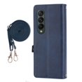 thumbnail image 3 of SaniMore for Samsung Galaxy Z Fold 3 PU Leather Case RFID Blocking, Magnetic Closure Flip Wallet Cover with Shoulder Strap Card Slot & Multi-Angle Kickstand All-Inclusive Protective Shell, Blue, 3 of 8