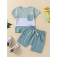 thumbnail image 2 of Bagilaanoe 2pcs Toddler Baby Boy Short Pants Set Short Sleeve Stripe Print T Shirt Tops + Shorts 6M 12M 18M 24M 3T Kids Casual Summer Outfits, 2 of 9