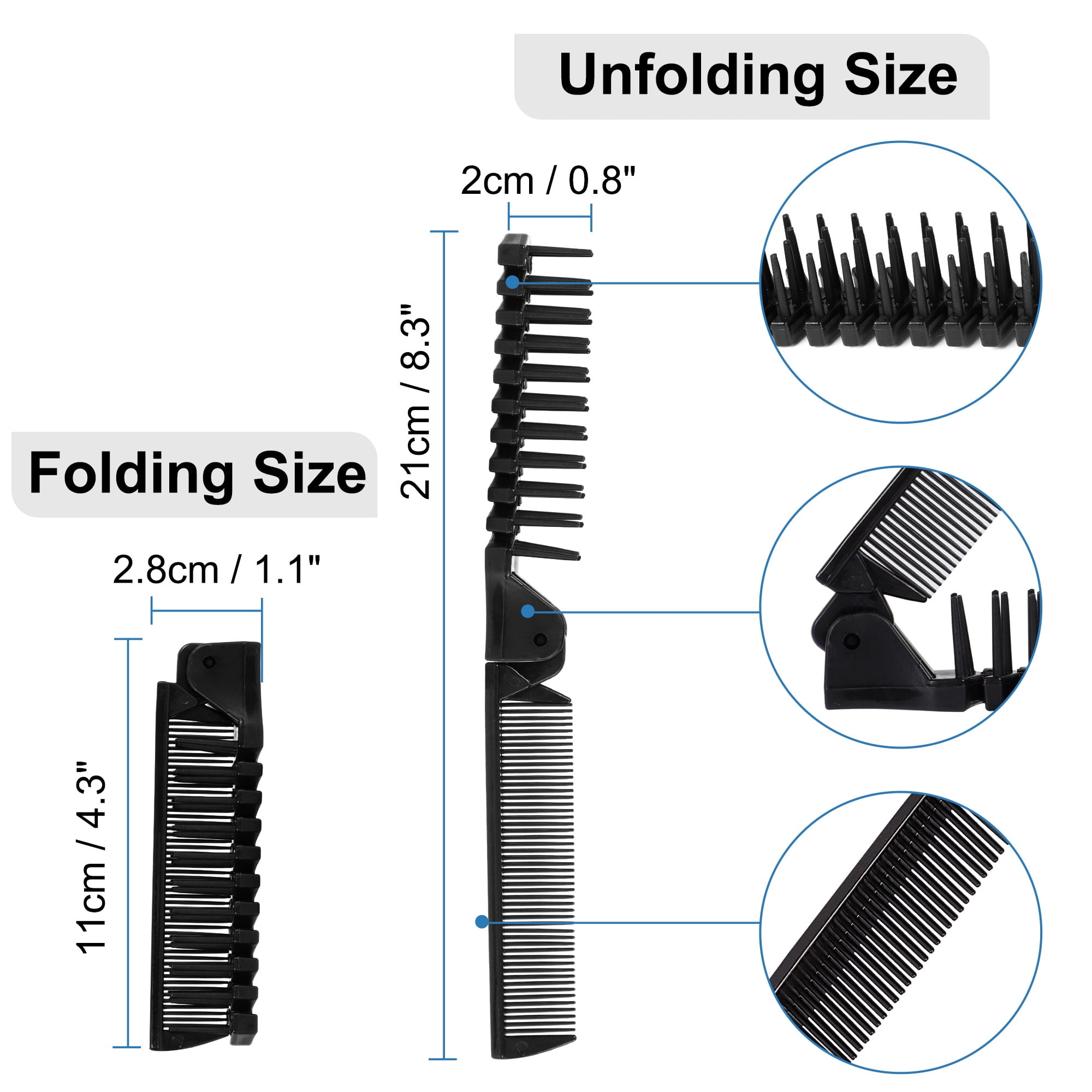 Unique Bargains Folding Hair Brush Travel Double Headed Anti-Static Comb for Women Men