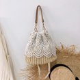 thumbnail image 4 of Bolso de hombro de cubo tejido de encaje para mujer Bolsos de mensajero de paja Bolso de playa (Estilo 1) Ehuebsd Para Estrenar, 4 of 9
