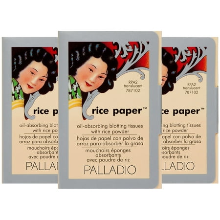 Palladio Rice Paper Tissues, Translucent, 40 Sheets (Pack of 3), Face Blotting Sheets with Natural Rice Powder Absorbs Oil, Helps Skin Stay Looking Fresh and Smooth, Compact Size for (Best Oil Absorbing Face Powder)
