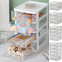Desktop Storage Box Organizer | Clear Small Drawer Desk Storage | Plastic Multi-Layer Stationery Organizer | Shatterproof Compartment | Office Supplies & Cosmetics Holder, 14.2x18.3x12CM