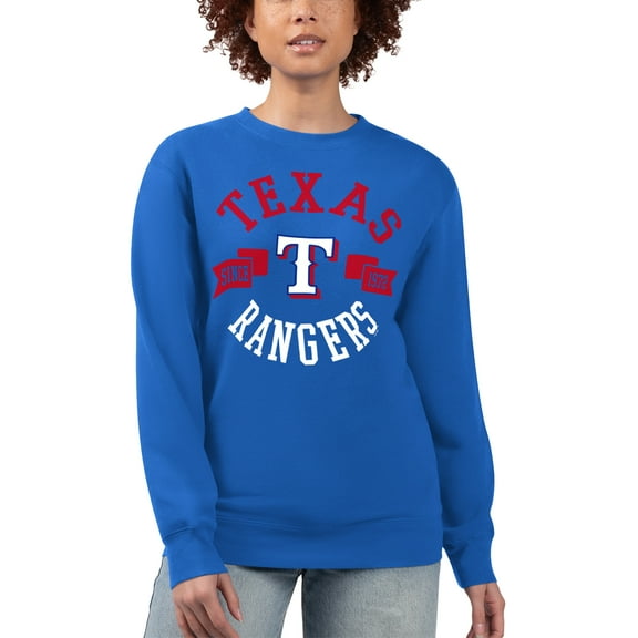 Women's G-III 4Her by Carl Banks Royal Texas Rangers Team Logo Fleece Pullover Sweatshirt