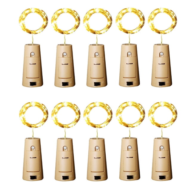 Guirnalda de luces Aluan para botellas de vino, 12 LED, paquete de 10