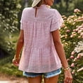 thumbnail image 4 of safuny Women's Trendy Loose Fit Pleated Tops Clearance Printed Tops Ruffle Sleeve Tees Crew Neck Shirts Leisure Elegant Vintage Clothing 2024 Fashion Summer Pink XL, 4 of 9