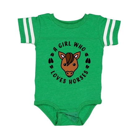 

Inktastic A Girl Who Loves Horses Boys or Girls Baby Bodysuit