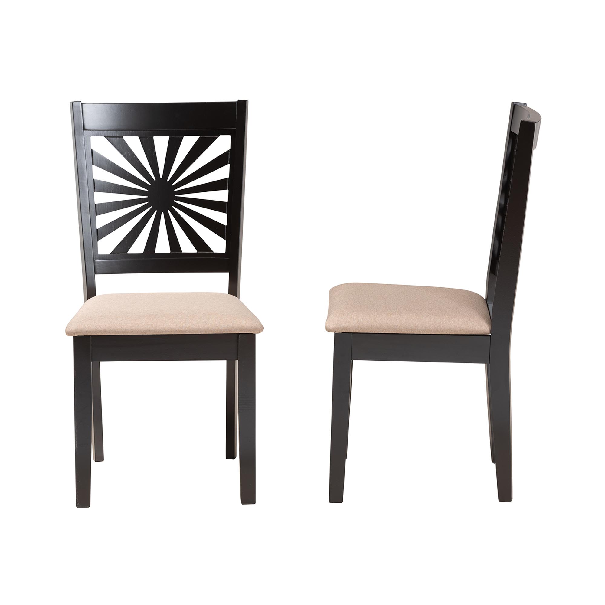 Baxton Studio Olympia Modern Beige Fabric and Espresso Brown Finished Wood 2-Piece Dining Chair Set