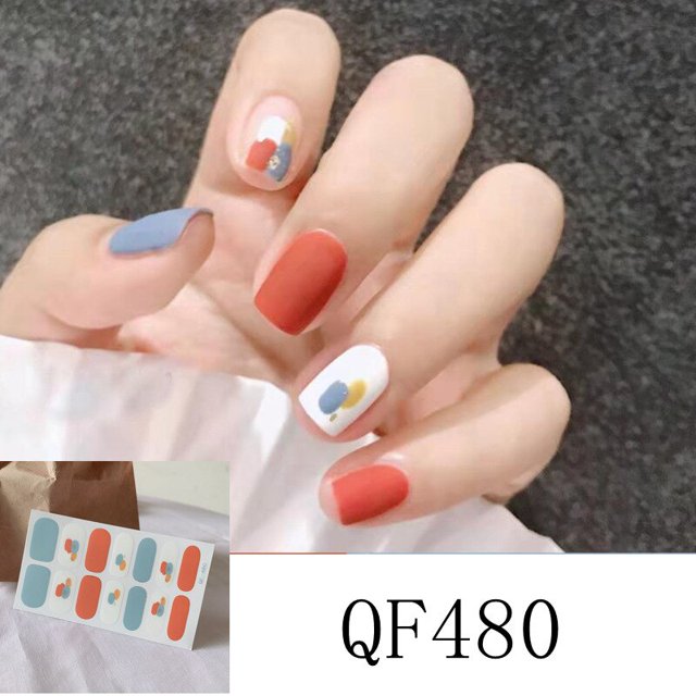 5pcs Caramel White Scrub Nail Sticker Waterproof Detachable Nail Sticker Nail Art Decorations Nail Wraps(QF480)