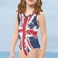 thumbnail image 4 of FOR U DESIGNS Skin-Friendly Sleeveless Bathing Suit for Kids Girls 5-6 Years Old England Flag One Piece Bathing Suit Comfortable Polyester Activewear, 4 of 8