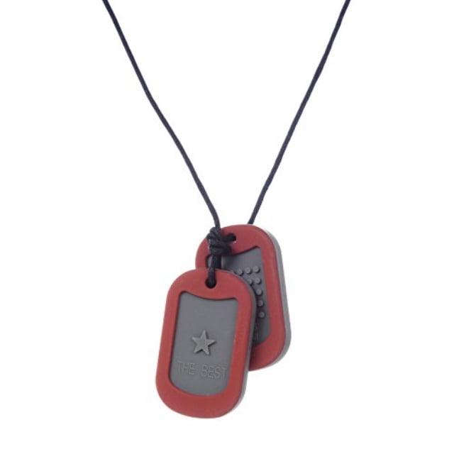 chewbeads juniorbeads military dog tag for children, red