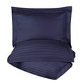 thumbnail image 2 of 600 Thread Count 100% Egyptian Cotton Stripe Duvet Cover & Pillow Shams, 3-Piece Duvet Cover Set by Blue Nile Mills, Full/Queen, Navy Blue, 2 of 4