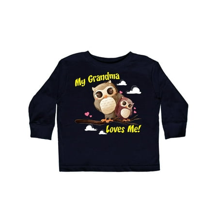 

Inktastic My Grandma Loves Me Owl Gift Toddler Boy or Toddler Girl Long Sleeve T-Shirt