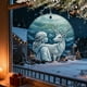 thumbnail image 4 of Adorno navideño "Sueña con el coraje": Escena de niña montando un reno. Colgante inspirador para árbol navideño con etiqueta de regalo., 4 of 5