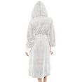thumbnail image 5 of Paille Ladies Sleepwear Long Sleeve Fuzzy Plush Bathrobe Solid Color Sherpa Robes Thermal Hooded Fleece Robe Home Dressing Gown Gray M, 5 of 5