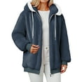 thumbnail image 6 of UngA Winter Jackets for Women Sherpa Lined Jacket Women Duffle Toggle Coat Hooded Fleece Jacket Jackets For Women Blue,XL, 6 of 6