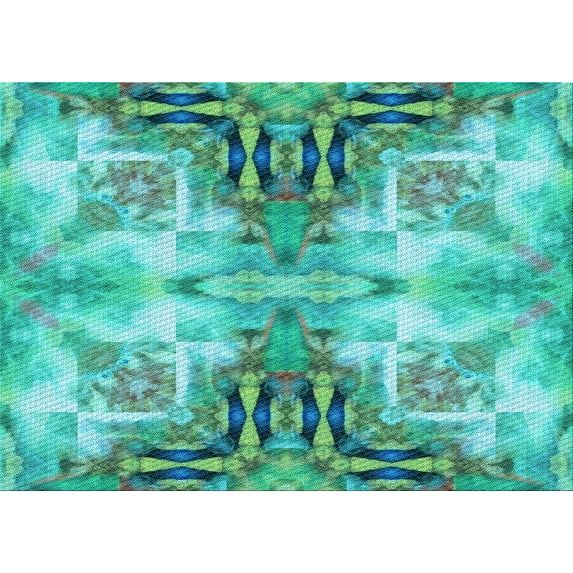 Ahgly Company Machine Washable Indoor Rectangle Transitional Dark Cyan Green Area Rugs, 5' x 8'